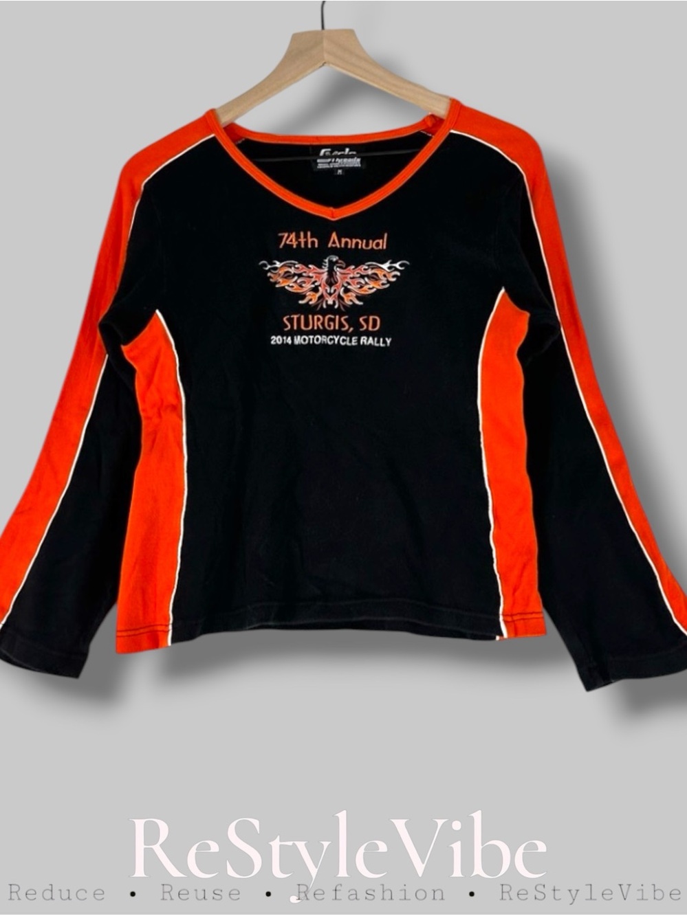 CYCLE THREADS Women’s Size M Top Shirt Crop Embroidered Sturgis Rally Motorcycle